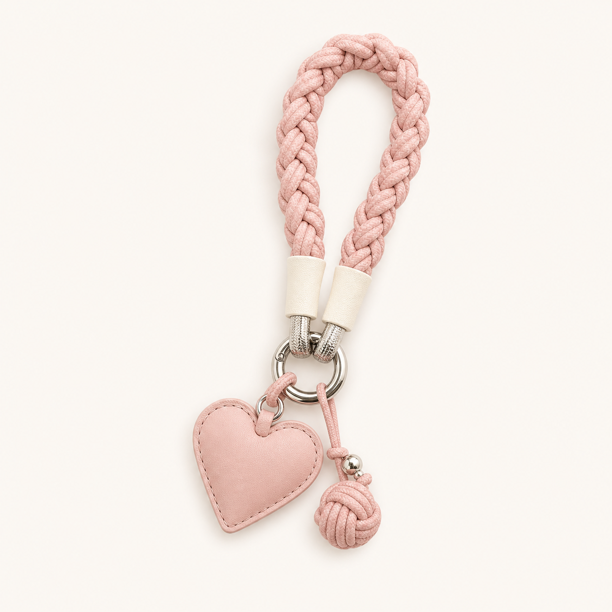 MIWA 编织爱心短挂链 黑色 粉色 棕色 红色 编织绳皮革爱心吊坠 日常配饰